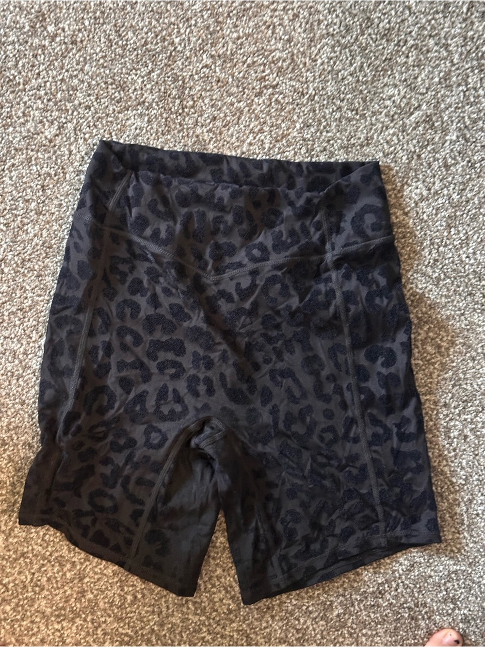 Women's High-Rise Black Leopard Print Athletic Bike Shorts